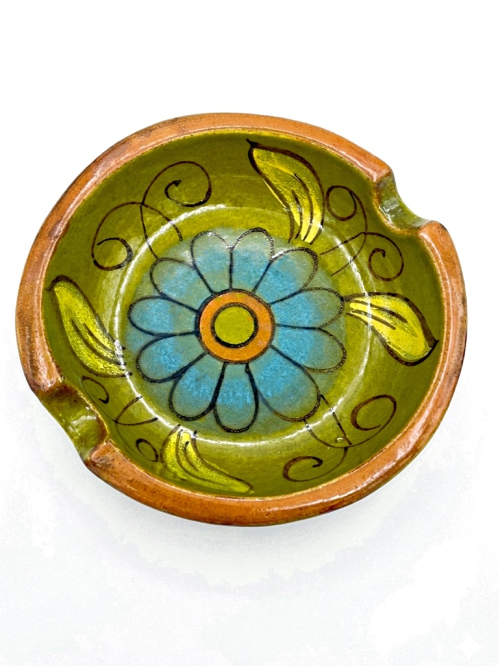 Vintage Italian Art Pottery Ashtray  Bitossi Raymor Floral 1970’s